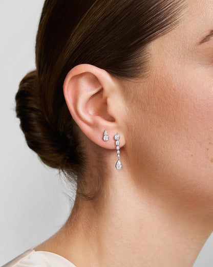 Ania Haie Silver CZ Round Bezel Set Teardrop Stud Earrings