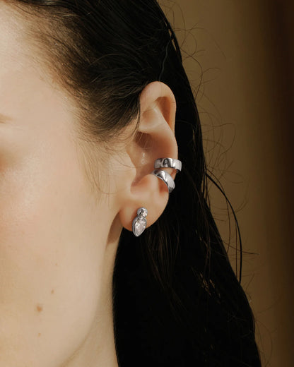 Ania Haie Silver CZ Bezel Inverted Teardrop & Round Stud Earrings