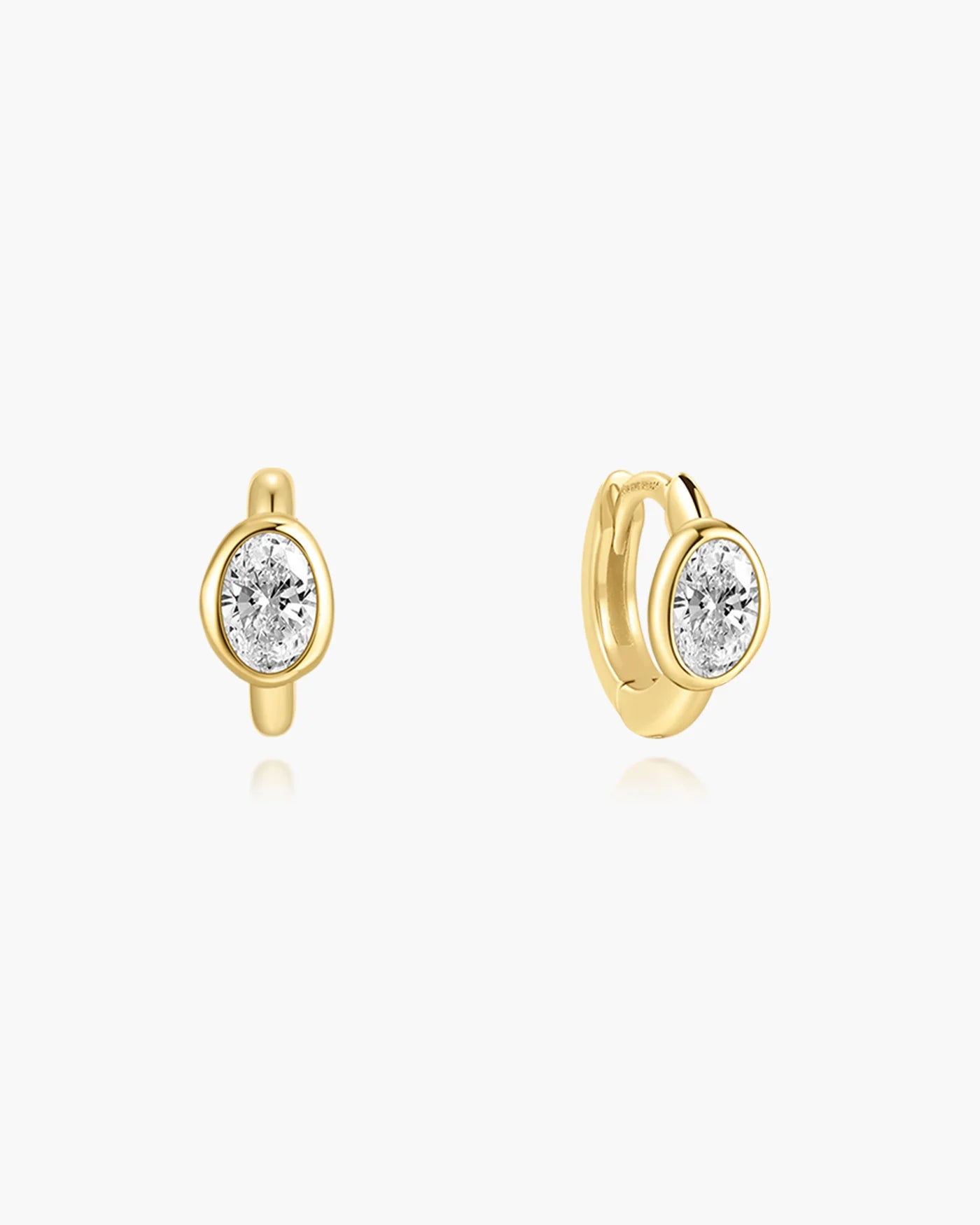 Ania Haie Yellow Gold Plated Bezel Set Pebble Huggie Hoop Earrings