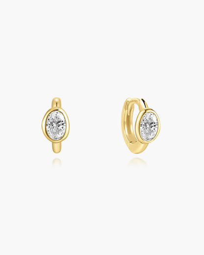 Ania Haie Yellow Gold Plated Bezel Set Pebble Huggie Hoop Earrings