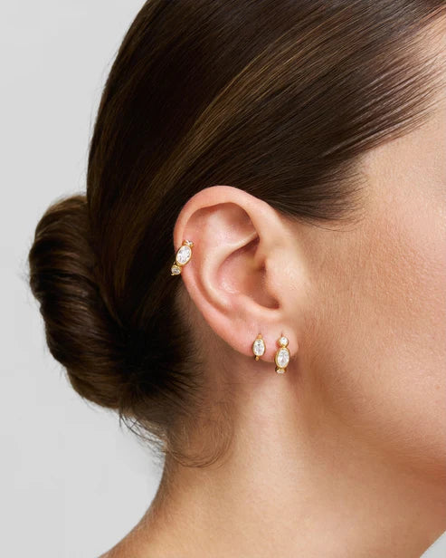 Ania Haie Yellow Gold Plated Bezel Set Pebble Huggie Hoop Earrings