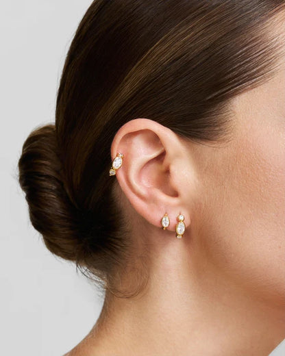 Ania Haie Yellow Gold Plated Bezel Set Pebble Huggie Hoop Earrings