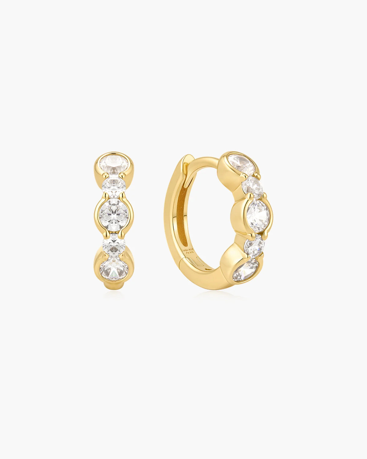 Ania Haie Yellow Gold Plated CZ Alternating Half-Bezel Huggie Hoop Earrings