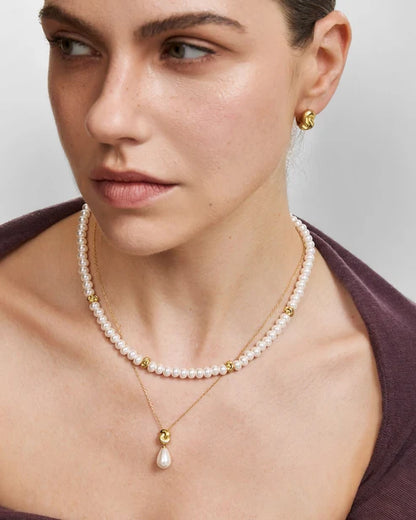 Ania Haie Yellow Gold Plate Twist & Shell Pearl Necklace