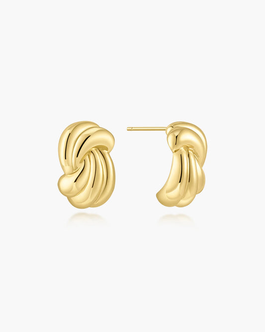 Ania Haie Gold Plated Ripple Twist Stud Earrings