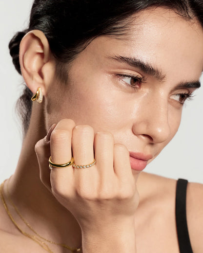 Ania Haie Gold Plate CZ Bezel Set Ring - Size 54