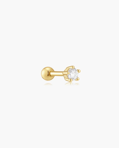 Ania Haie Gold Plated CZ Five-Prong Sparkle Single Barbell Earring