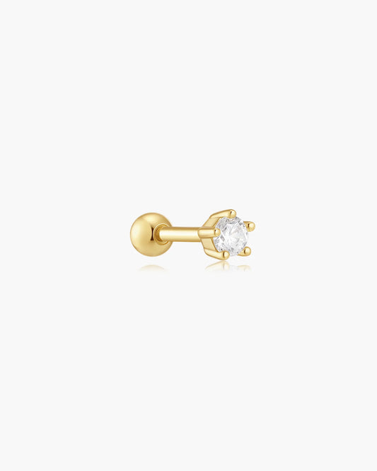 Ania Haie Gold Plated CZ Five-Prong Sparkle Single Barbell Earring