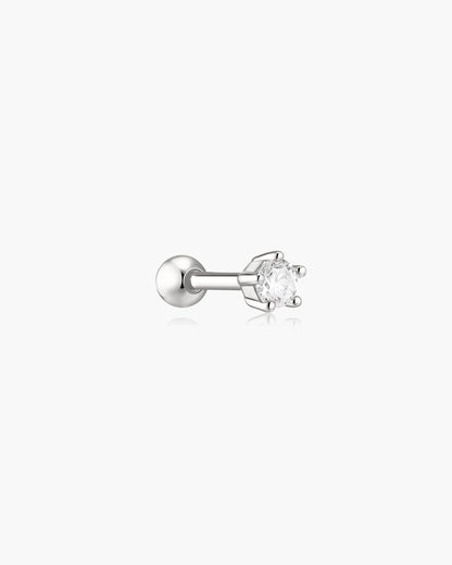 Ania Haie Sterling Silver CZ Five-Prong Sparkle Single Barbell Earring