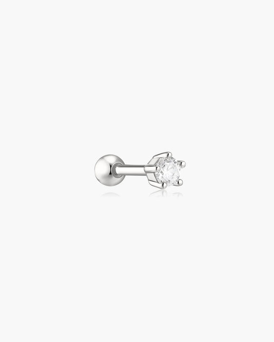 Ania Haie Sterling Silver CZ Five-Prong Sparkle Single Barbell Earring