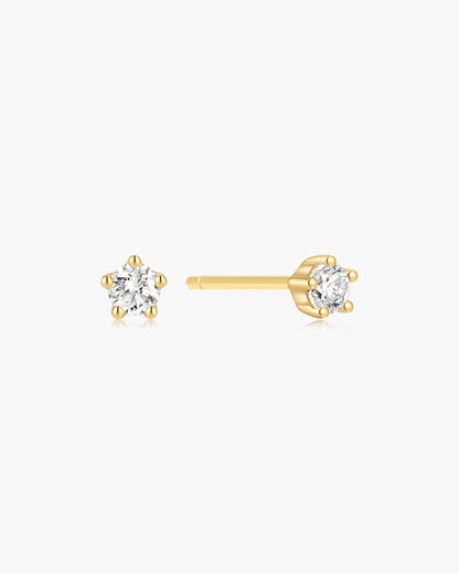 Ania Haie Gold Plated CZ Mini Five-Prong Sparkle Stud Earrings