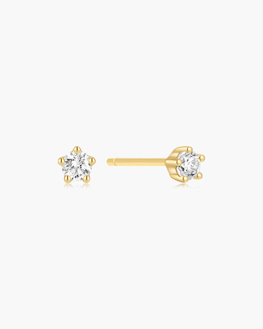 Ania Haie Gold Plated CZ Mini Five-Prong Sparkle Stud Earrings