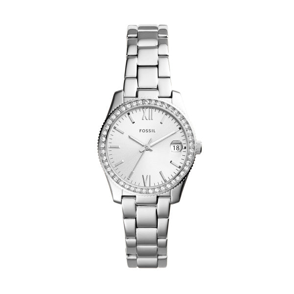 Fossil Ladies 32mm Scarlette Mini Three-Hand Date Stainless Steel Watch