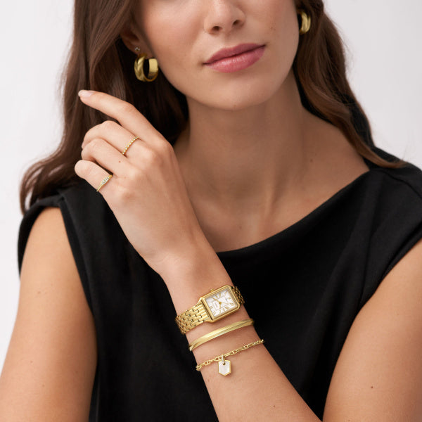 Fossil Ladies 23mm Raquel Three-Hand Date Gold Tone Stainless Steel Watch ES5220