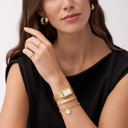 Fossil Ladies 23mm Raquel Three-Hand Date Gold Tone Stainless Steel Watch ES5220