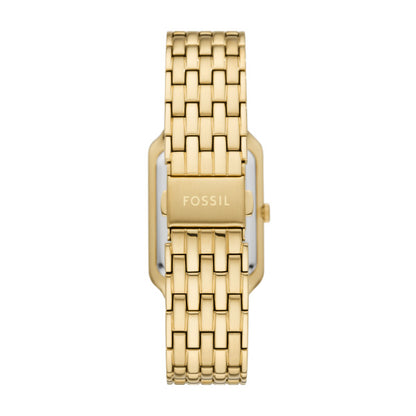 Fossil Ladies 26mm Raquel Three-Hand Date Gold Tone Mother of Pearl Dial Stainless Steel Watch