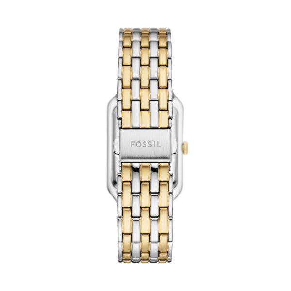 Fossil Ladies 26mm Raquel Three-Hand Date Two Tone Mother of Pearl Dial Stainless Steel Watch