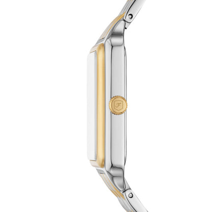 Fossil Ladies 26mm Raquel Three-Hand Date Two Tone Mother of Pearl Dial Stainless Steel Watch