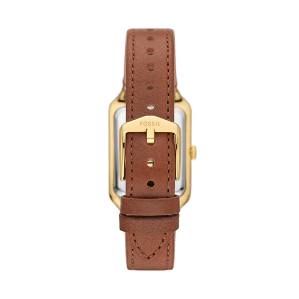 Fossil Ladies 26mm Raquel Three-Hand Date Brown Leather Strap Watch