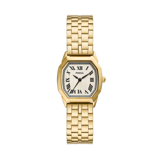 Fossil Ladies 27mm Harlow Three-Hand Gold Tone Stainless Steel Watch