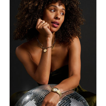 Fossil Ladies 27mm Harlow Three-Hand Gold Tone Stainless Steel Watch