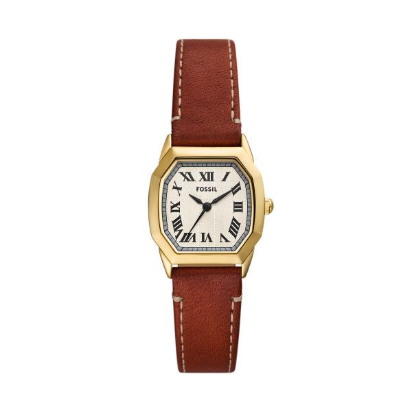 Fossil Ladies 27mm Harlow Three-Hand Brown Leather Strap Watch