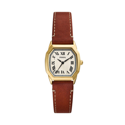 Fossil Ladies 27mm Harlow Three-Hand Brown Leather Strap Watch