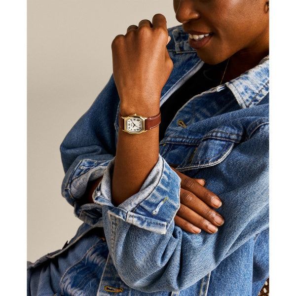 Fossil Ladies 27mm Harlow Three-Hand Brown Leather Strap Watch