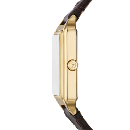 Fossil Ladies 23mm Raquel Three-Hand Date Brown Croco Leather Strap Watch