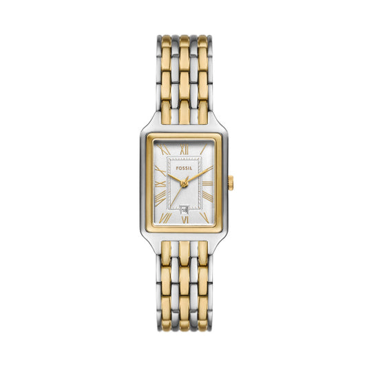 Fossil Ladies 23mm Raquel Three-Hand Date Two Tone Stainless Steel Watch