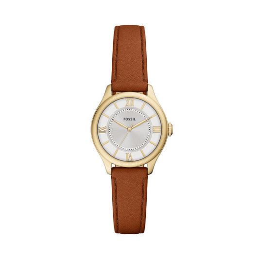 Fossil Ladies 28mm Gilmore Three-Hand Brown Leather Strap Watch