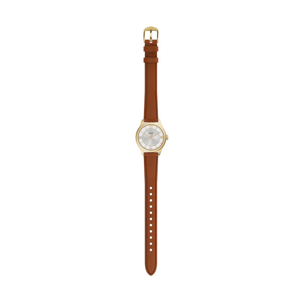 Fossil Ladies 28mm Gilmore Three-Hand Brown Leather Strap Watch