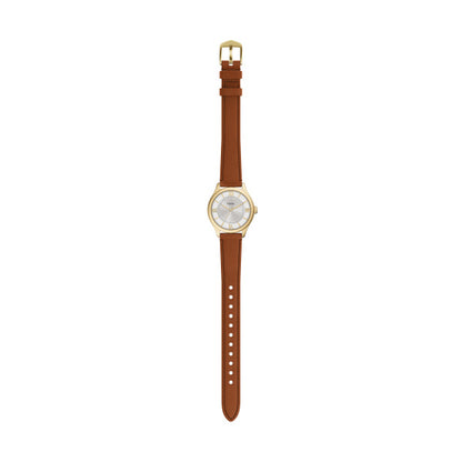 Fossil Ladies 28mm Gilmore Three-Hand Brown Leather Strap Watch