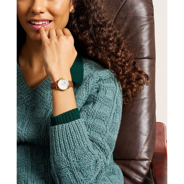 Fossil Ladies 28mm Gilmore Three-Hand Brown Leather Strap Watch