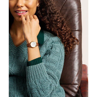 Fossil Ladies 28mm Gilmore Three-Hand Brown Leather Strap Watch