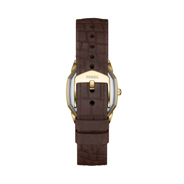 Fossil Ladies 27mm Harlow Three-Hand Brown Croco Leather Strap Watch