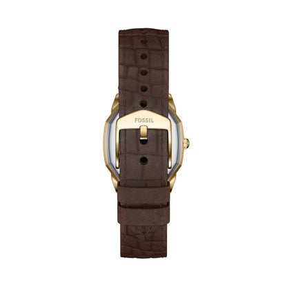 Fossil Ladies 27mm Harlow Three-Hand Brown Croco Leather Strap Watch