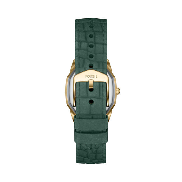 Fossil Ladies 27mm Harlow Three-Hand Green Croco Leather Strap Watch