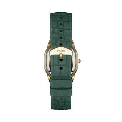 Fossil Ladies 27mm Harlow Three-Hand Green Croco Leather Strap Watch
