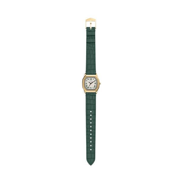 Fossil Ladies 27mm Harlow Three-Hand Green Croco Leather Strap Watch
