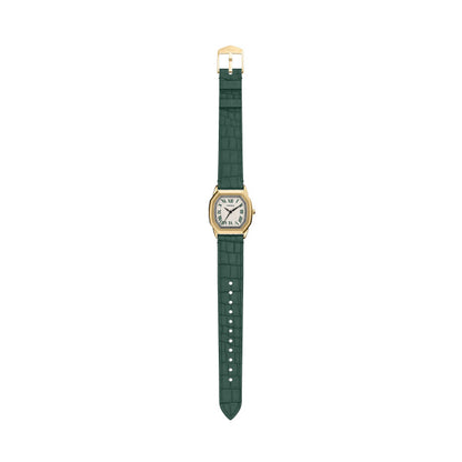 Fossil Ladies 27mm Harlow Three-Hand Green Croco Leather Strap Watch