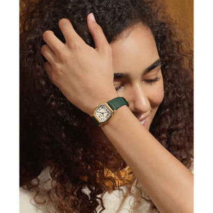 Fossil Ladies 27mm Harlow Three-Hand Green Croco Leather Strap Watch
