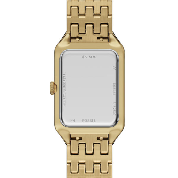 Fossil Ladies 23mm Raquel Three-Hand Date Gold Tone Black Dial Stainless Steel Watch