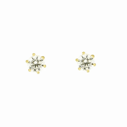 9ct Yellow Gold 4mm Claw Set CZ Stud Earrings