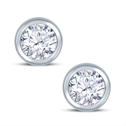 9ct White Gold Diamond Rub-Over Round Stud Earrings, 0.18ct
