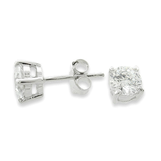 Sterling Silver 5mm Round Solitaire Timeless CZ Stud Earrings