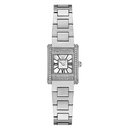 Emporio Armani 26mm Ladies Genni Silver Mother of Pearl Dial Bracelet Watch