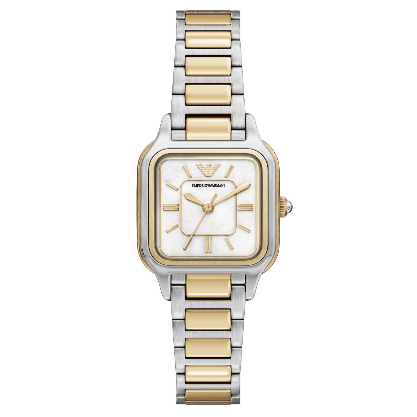 Emporio Armani 35mm Ladies Cecilia Mother of Pearl Dial Two Tone Yellow Gold & Silver Bracelet Watch