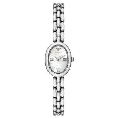 Emporio Armani 24mm Ladies Sinfonia Silver Tone Mother of Pearl Dial Link Watch