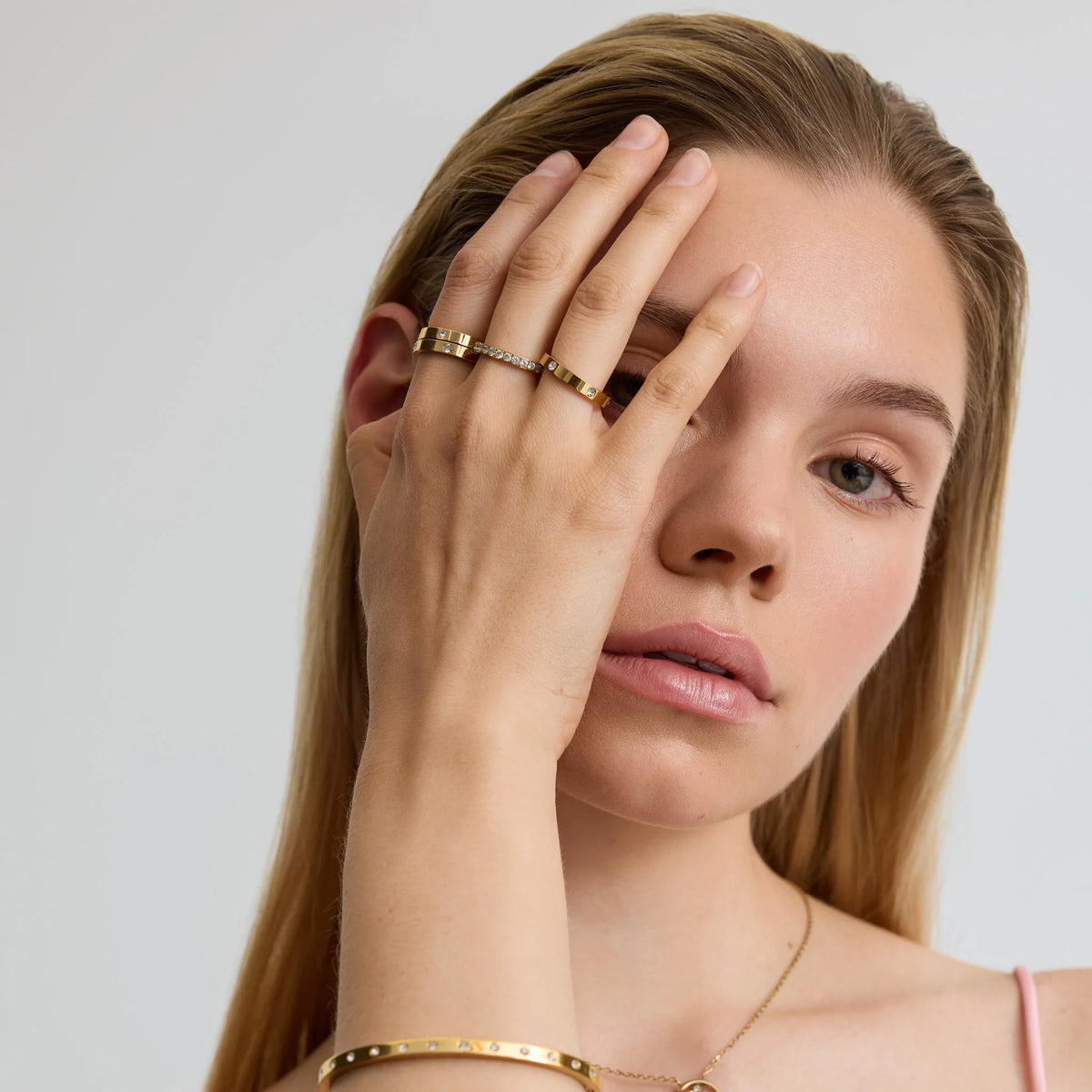 D.LOUISE Yellow Gold Plate Eternity Stacking Ring